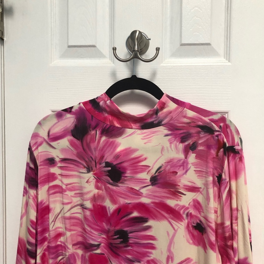 Johnny Was NWT 2X Plus top the Janie favorite mock neck stretchy tee PINK Floral - Picture 11 of 14